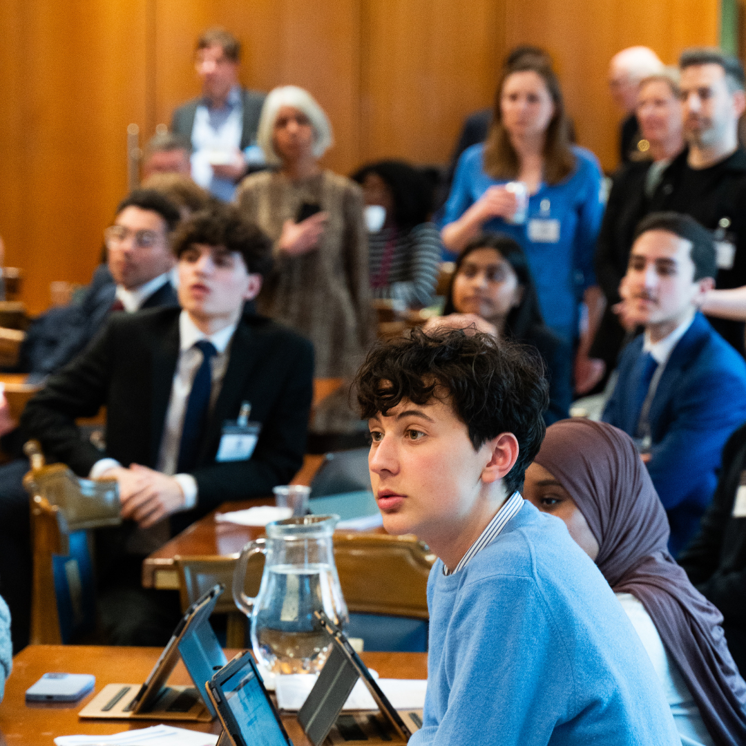 Students participating in business simulation event