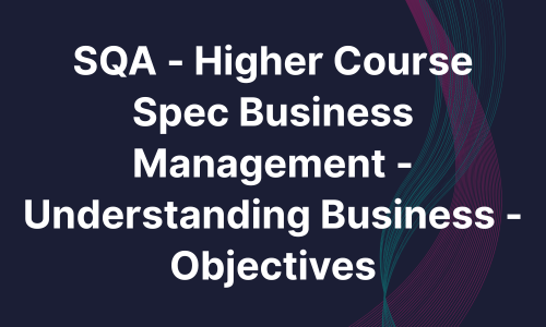 SQA - Higher Course Spec Business Management - Understanding Business - Objectives