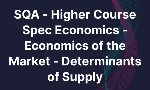 SQA - Higher Course Spec Economics - Economics of the Market - Determinants of Supply