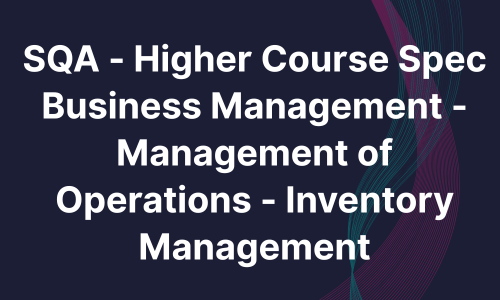 SQA - Higher Course Spec Business Management - Management of Marketing - Inventory Management