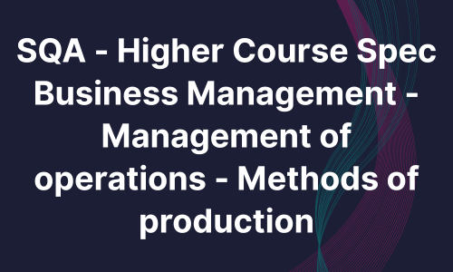 SQA - Higher Course Spec Business Management - Management of Marketing - Inventory Management