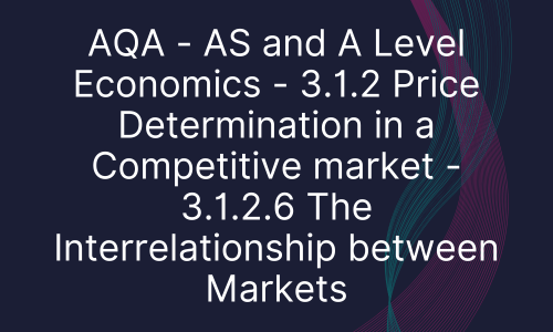 3.1.2 Price Determination in a Competitive market - 3.1.2.6 The Interrelationship between Markets