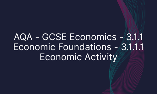 AQA - GCSE Economics - 3.1.1 Economic Foundations - 3.1.1.1 Economic Activity