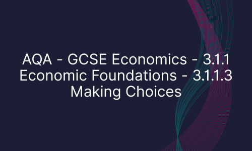 AQA - GCSE Economics - 3.1.1 Economic Foundations - 3.1.1.3 Making Choices
