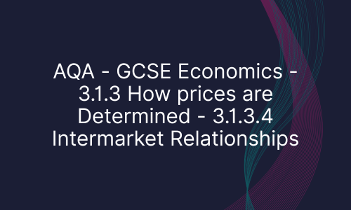 AQA - GCSE Economics - 3.1.3 How prices are Determined - 3.1.3.4 Intermarket Relationships