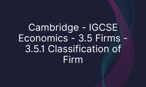 Cambridge - IGCSE Economics - 3.5 Firms - 3.5.1 Classification of Firm