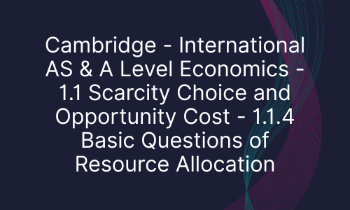 Cambridge - International AS & A Level Economics - 1.1 Scarcity Choice and Opportunity Cost - 1.1.4 Basic Questions of Resource Allocation